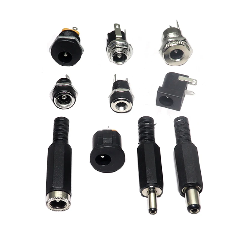 【5Set】DC Power Plug 5.5X2.1/2.5 Male Female Jack Socket Nut Panel Mount DC005 DC015 DC022 DC025 DC099 DC Power Adapter Connector