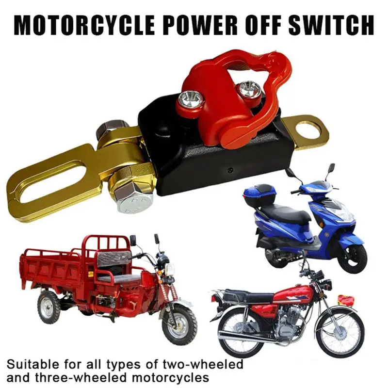 Motorcycle Power Off Switch With Durable Brass Connector And Anti Misoperation Cover For All 2 Wheel And 3 Wheel Motorbikes