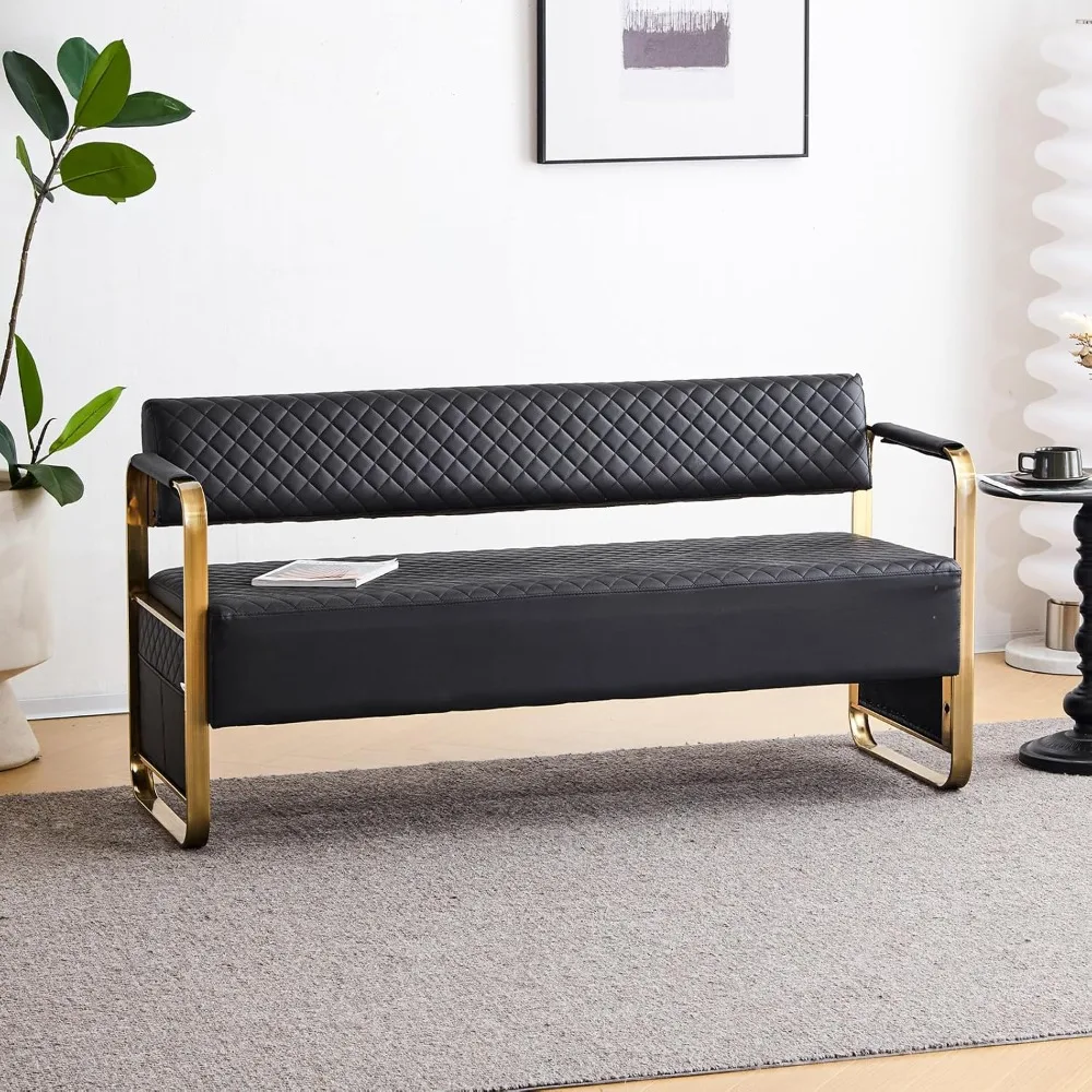 

Waiting Room Chairs with Arms, 57.5’’ Office Guest Chair upholstered Bench Seating, Reception Furniture for Beauty