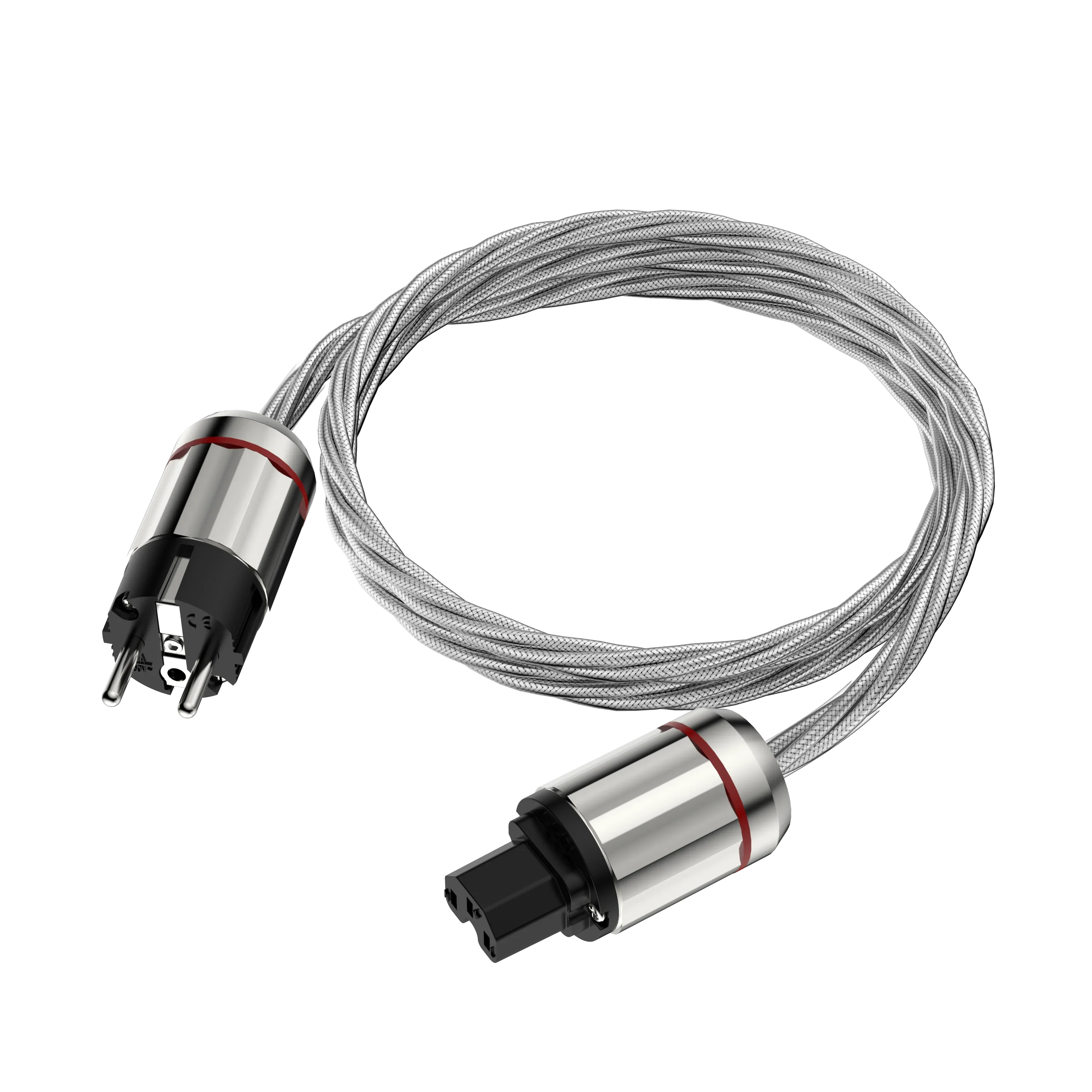 Audiocrast P128 Silver Plated Crystal High Clear PFTE Power Cable Crystal Twist Silver Shielding EU Plug