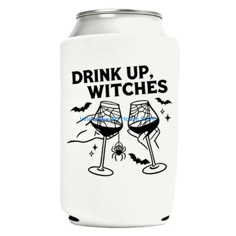E1PC Slide-Over Can Cover with Seasonal Lettering, Fabric Construction and Web-Covered Wine Glass Detail for Table Displays