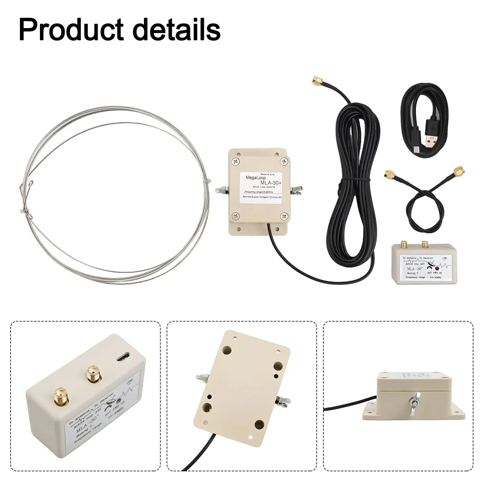 Shortwave Radio MLA-30+ Loop Antenna Locations Roofs 0.5MHz-30MHz Magnetic Rainproof Shell Ring Vibrator USB Powered