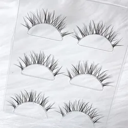 NEW Japanese Transparent Terrier Natural False Eyelashes Soft Stem Simulation Eye Tail with Long Air Eyelashes 3 Pairs Lashes