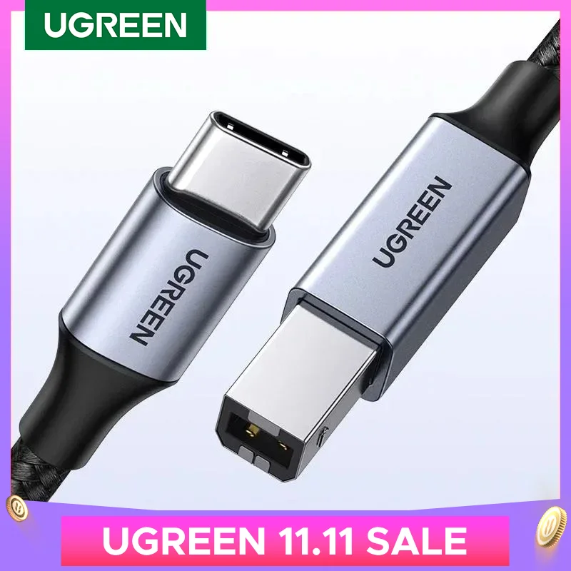 Ugreen USB C — USB Type B 2.0 Кабель для нового принтера MacBook Pro HP Canon Brother Epson Dell Samsung Тип C Шнур сканера принтера