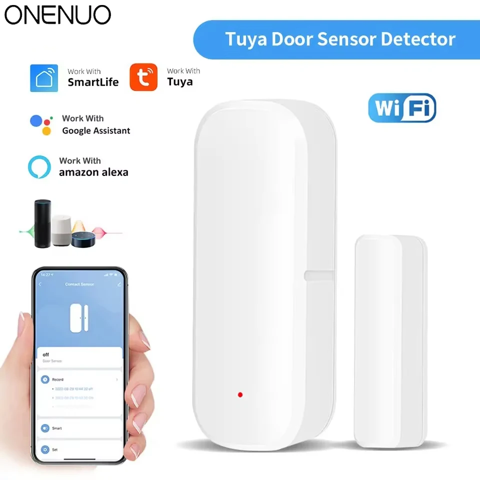 Smart Life App WiFi Door Sensor Window Sensor Open/Close Detector Security Protection Alarm Detector Work With Alexa