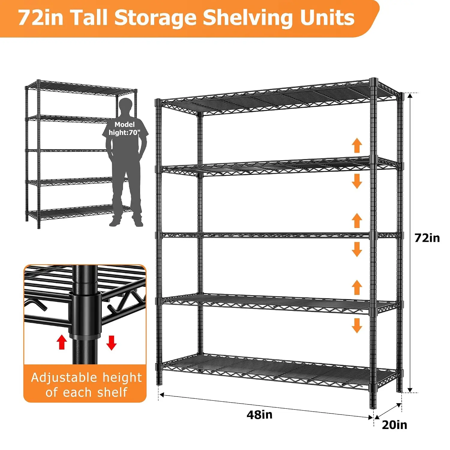 5-Tier Wire Shelving 48