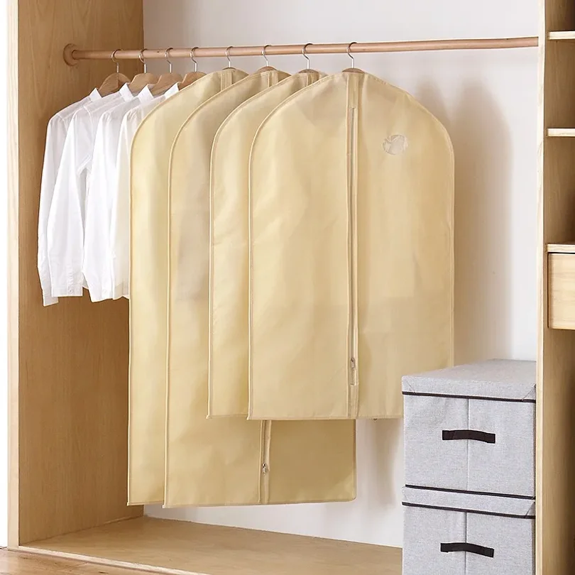 

5PCS Thick Suit Cover Clear Non Woven Garment Bag Dustproof 3D Shape Storage Protector for Coat Closet and Travel Use