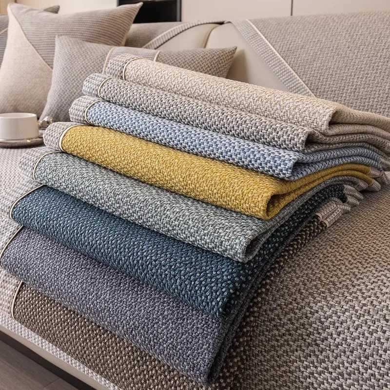 1PC Cotton Linen Sofa Cover for Living Room Solid Sofa Cushion Non-Slip Couch Armrest Backrest Mat Home Furniture Protector Pads