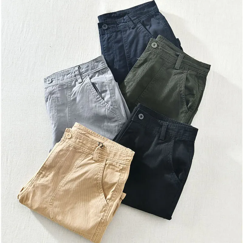 Simple Solid Color Versatile Cargo Short Pants Casual Men\'s Fashion Loose Shorts With Multi-pocket