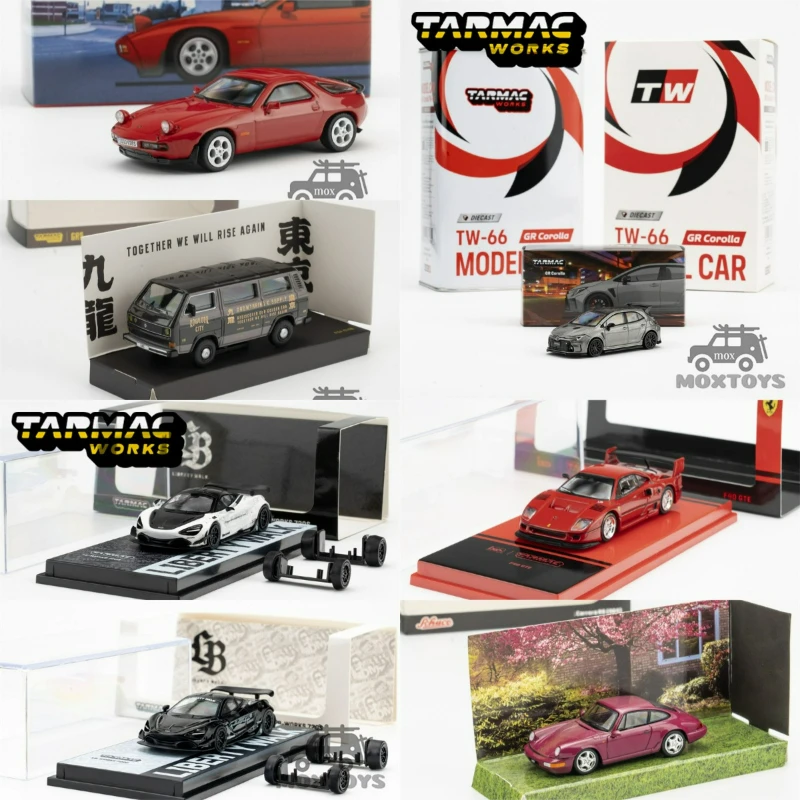 Tarmac Works 1:64 928S GR T3 Van 720S F40 GTE RS Diecast Model Car