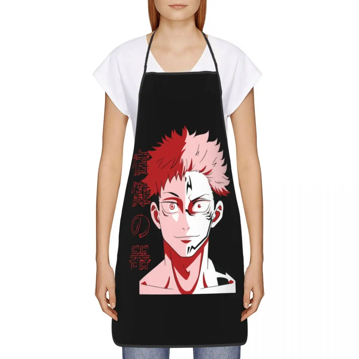 Unisex Fashion Japan Anime Jujutsu Kaisen Bib Apron Adult Women Men Chef Tablier Cuisine for Cooking Kitchen Sukuna Painting