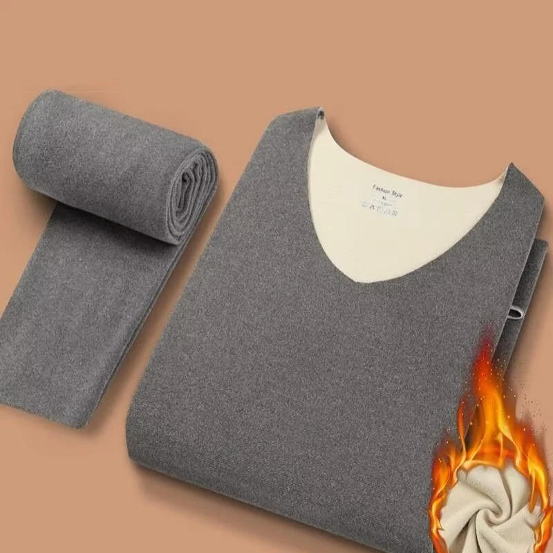 

Warm underwear men's thick velvet autumn clothes and pants set, heating base winter top pants