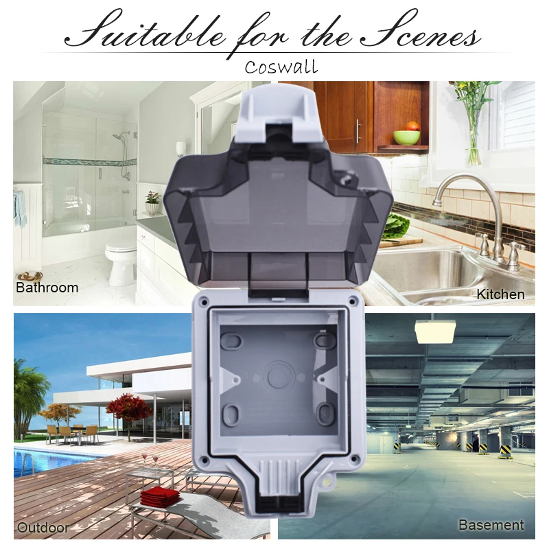 Coswall IP66 مقاوم للماء الزجاج واي فاي/زيجبي تويا العالمي المقبس + المزدوج USB 20 واط Type-C شاحن سريع QC 3.0 تيار مستمر 5 فولت/9 فولت/12 فولت الناتج