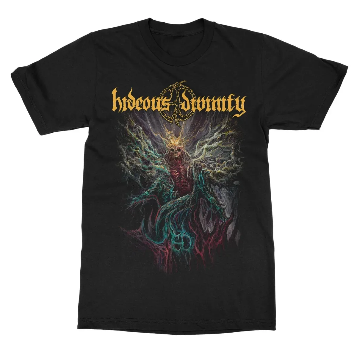 Temple Serpent King Skull Scene Hideous Divinity Print T Shirt, Technical Death Metal Band Fan Collectible Unisex Graphic Tee