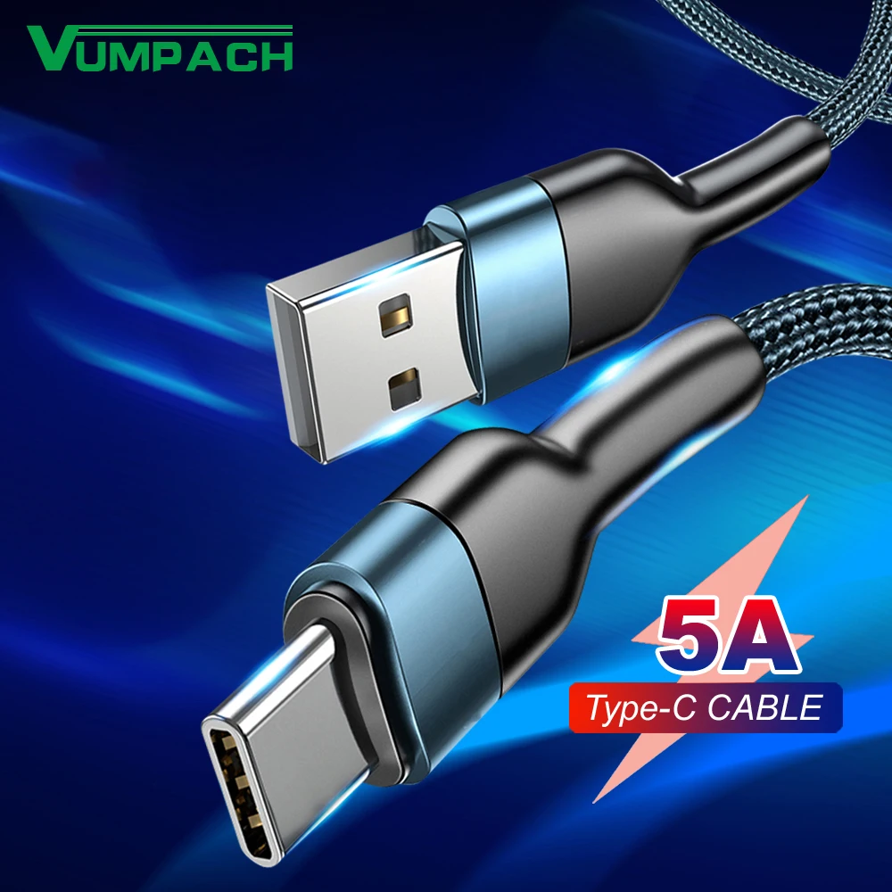 5A USB Type C Cable Wire For Samsung S10 S20 Xiaomi mi 11 Mobile Phone Fast Charging USB C Cable Type-C Charger  huawei Cables