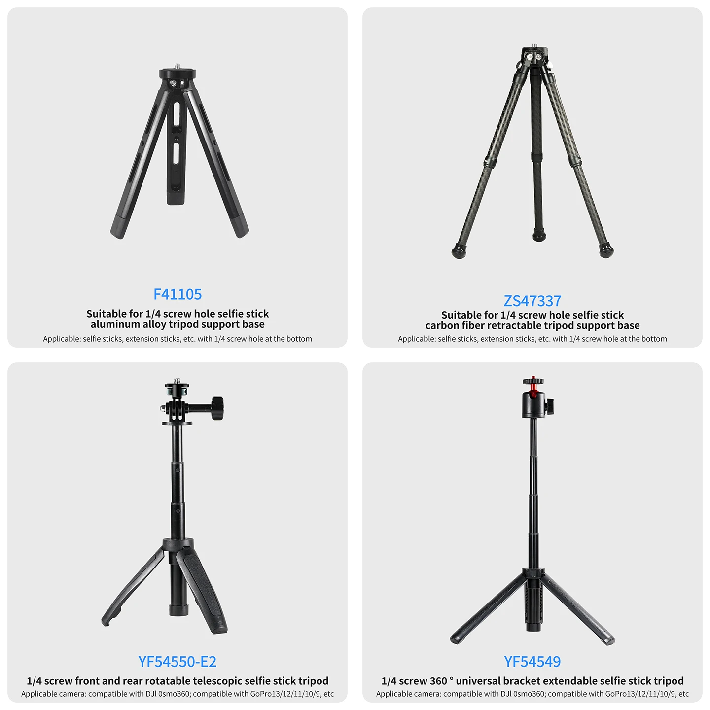 Einziehbares 3M Carbonfaser-Einbeinstativ-Selfie-Stick mit 1/4-Zoll-Stativadapter für Insta360 X6, Magnetic DJI OSMO 360, Pocket4, Action6 Kamera – Detail 16