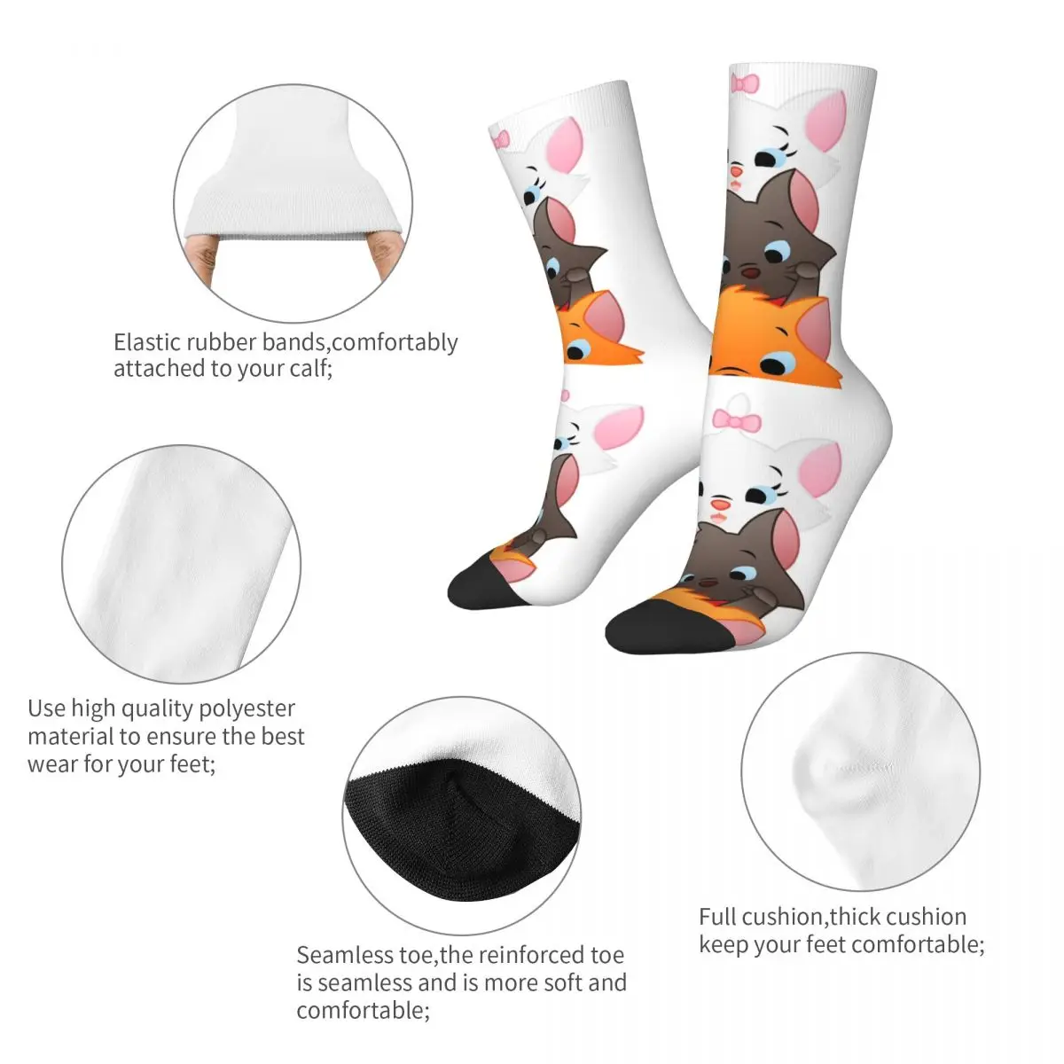 Cool The Aristocats Marie Cat Football Socks Polyester Long Socks for Unisex Breathable