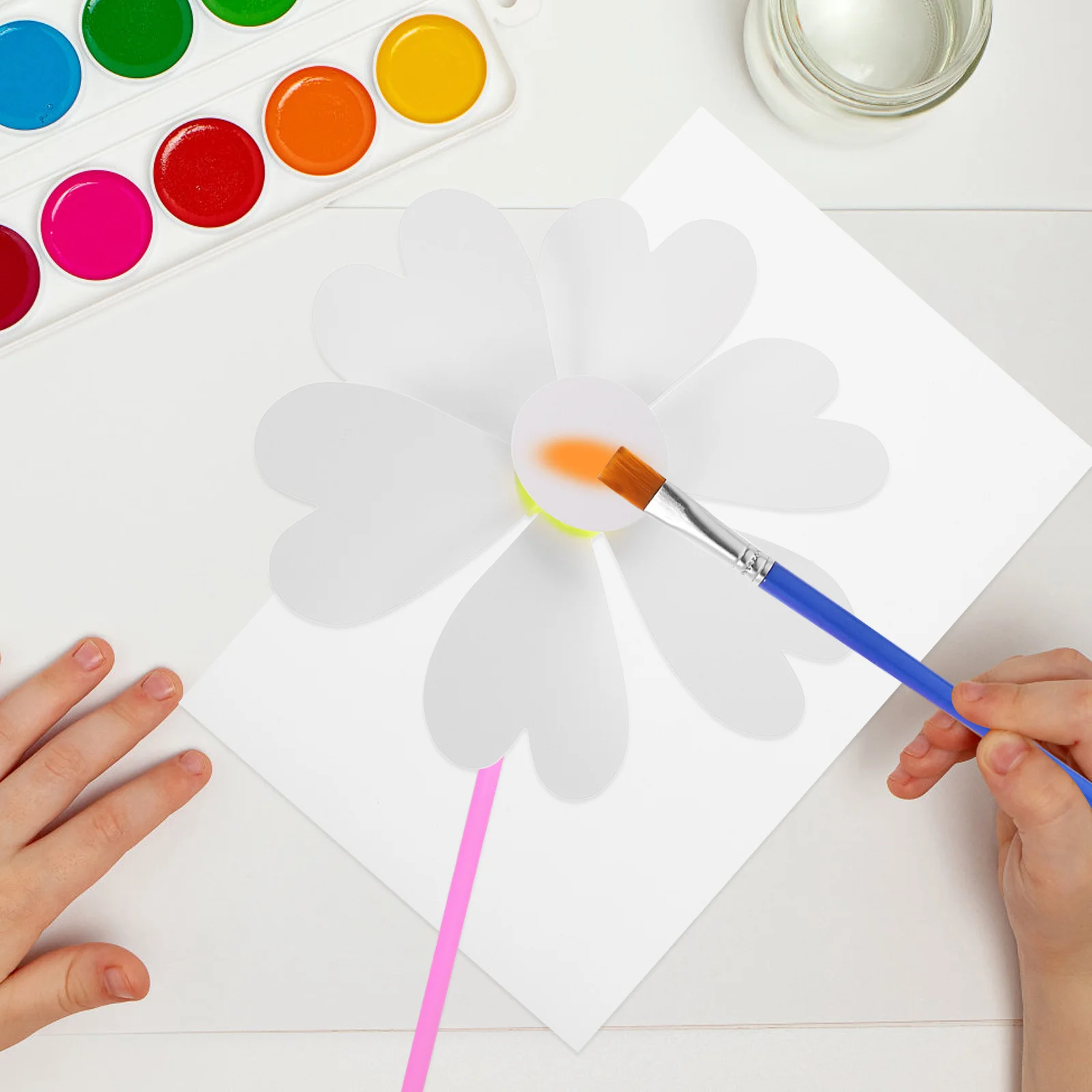 10pcs Windmill Coloring For Kids Blank Pinwheel Diy Graffiti Art Craft Outdoor Play Unpainted Paper Pinwheels Party Favors