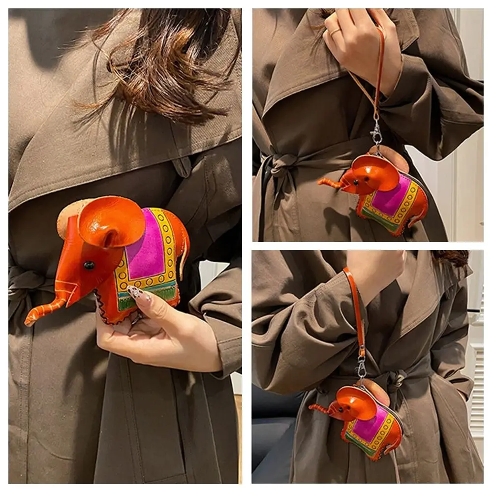 Creative Elephant Coin Purse Mini Key Bag High Quality Kawaii Car Key Pouch High-end Cute Pocket Keychain Case Lipstick Bag