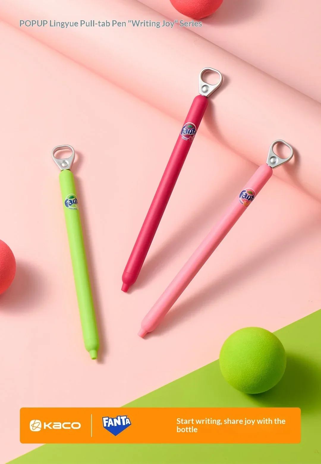 KACO x Fanta Pull-Tab Gelstifte, Kreative Ins Signature Stifte, 0,5mm Schnelltrocknend & Komfortabler Griff, Spaß & Stressabbau, Kawaii Schreibwaren – Detail 1