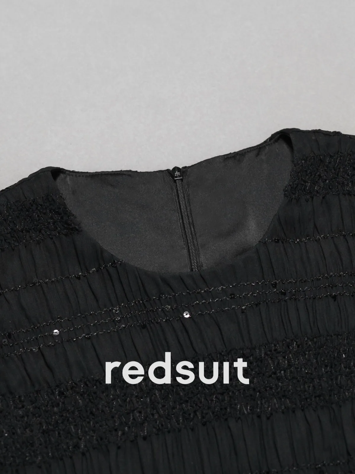 New Heavy industry sequin pleated texture black lightweight sleeveless short top Custom Size