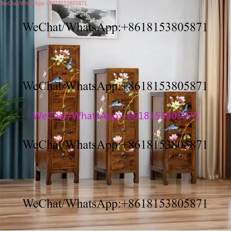 Chinese painted solid wood chest cabinet, camphor wood three-bucket four-bucket cabinet, bedroom chest storage