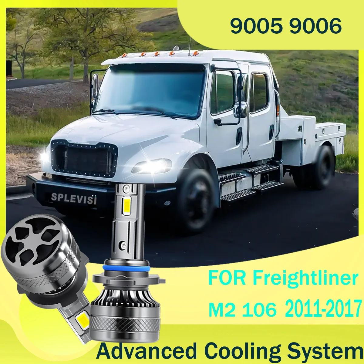 

200W LED Headlamp Bulb Lights Hi/Low Beam Advanced Heat Dissipation For Freightliner M2 106 2011-2017 2012 2013 2014 2015 2016