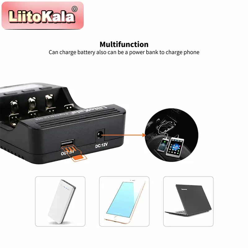 شاحن بطارية LiitoKala LII-500 الذكي العالمي بشاشة LCD لـ LI-ion Ni Mh AA AAA 10440 14500 16340 17335 17500 18490 17670 18650 - 4