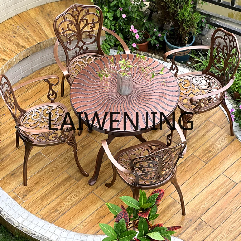 

Aluminum Alloy Outdoor Occasional Table and Chair Outdoor Garden Villa Suit Courtyard Table and Chair Combination