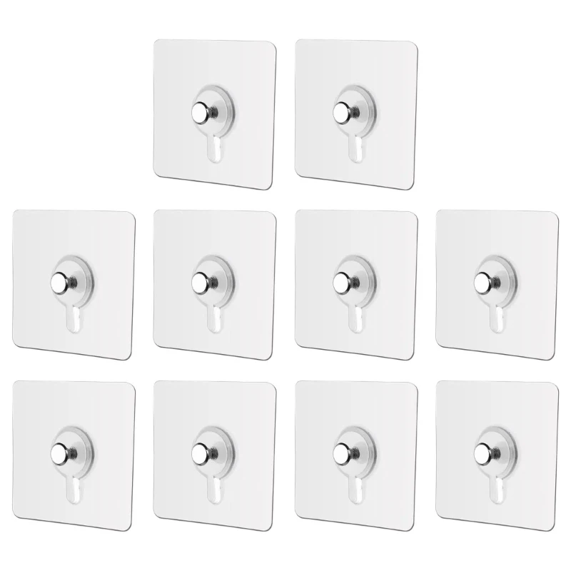 Pack of 10 Adhesive Wall Hooks Practical Damage Release Picture Hanging Hooks for Bathroom Kitchen Home Decors