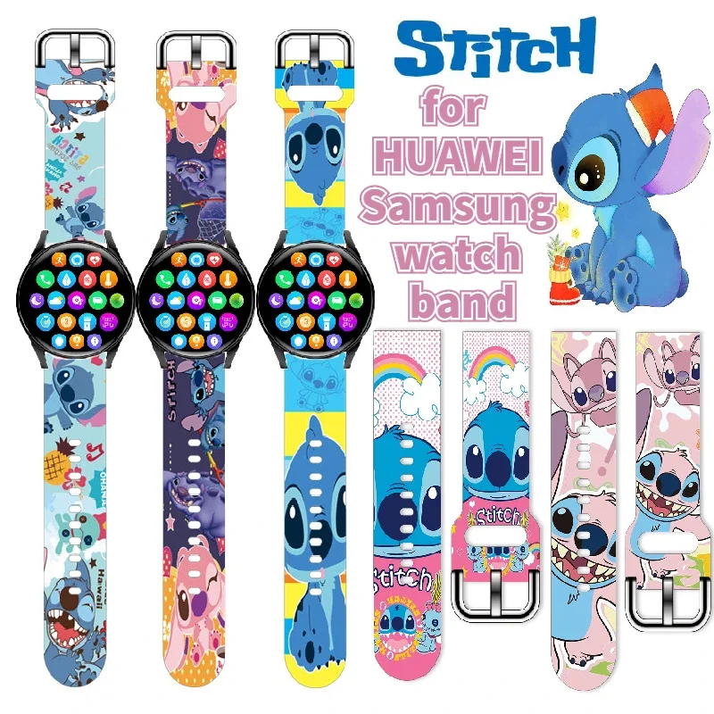 Disney Stitch Strap for Huawei Watch 2 Pro GT/GT2 Samsung Galaxy Watch/Active2/Gear Sport/S3 SZ Cartoon Print Toy Classic Strap