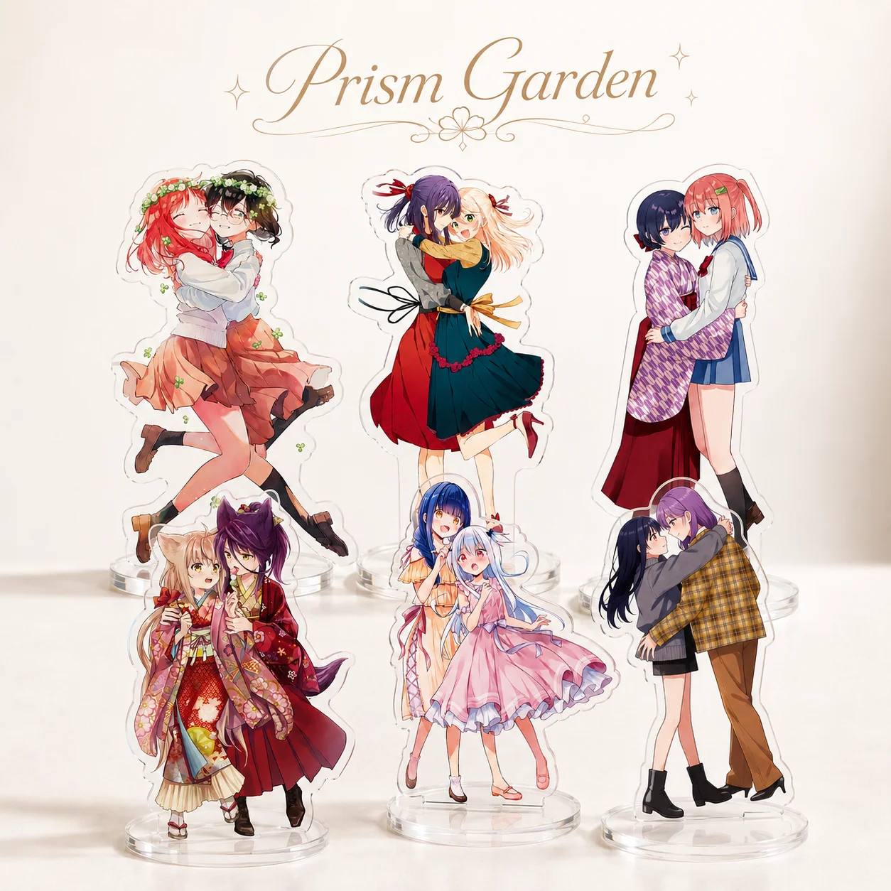 Prism Garden Yuri Comic Acrylic Stand Double Character Desktop Ornament Manga Collectible Fan Display Decoration Keychain