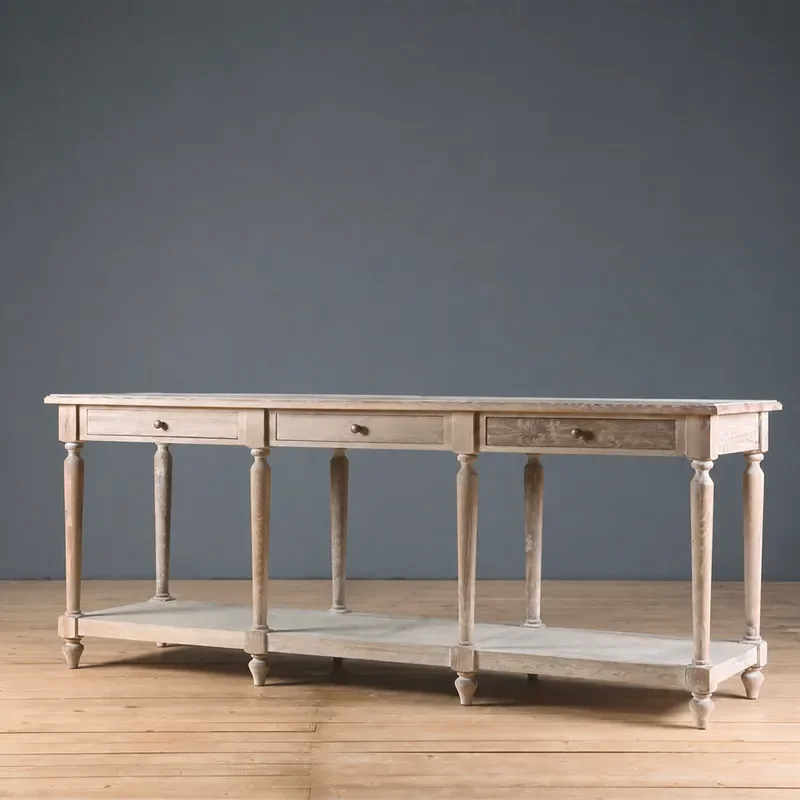 American Rural Solid Wood Entryway Table Simple Dining Side Cabinet Retro Entrance Console Decorative Storage Partition