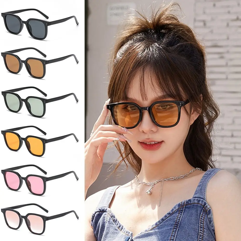 Gafas de sol cuadradas con gradiente, colorete, informales, sin maquillaje, protección UV400, gafas antideslumbrantes para conducir, gafas de sol decorativas para viajes