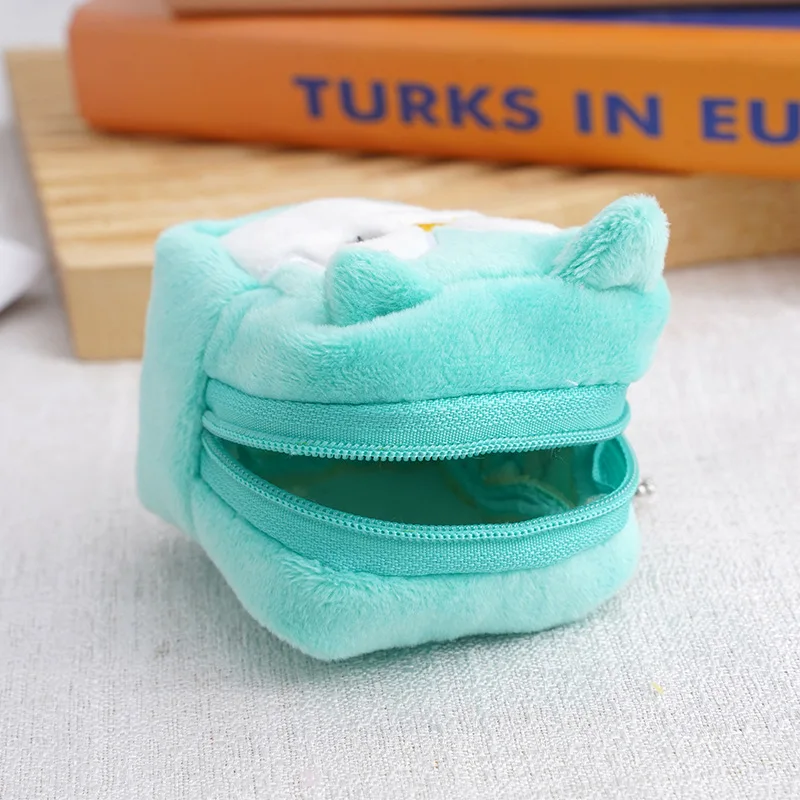 Women Coin Purse Cartoon Cute Zipper Plush Three-dimensional Coin Purse Pouch Purse Earphone Bag Wallet Bag Key Holder