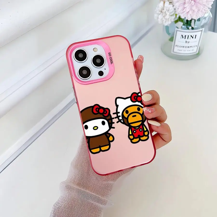 아이폰 14 15 16 플러스 16e 11 12 13 프로 맥스 소프트 쉘 귀여운 카모플라쥬 헬로키티 케이스