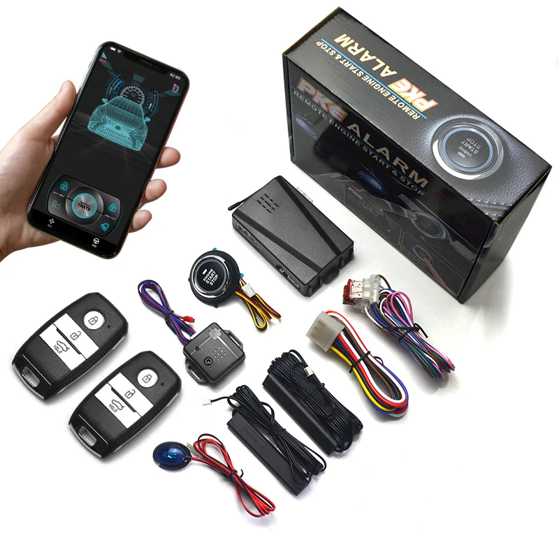 Universal Car Alarm Auto Start System APP Remote Control Engine Ignition Kit Push One Button Start Stop System For Kia