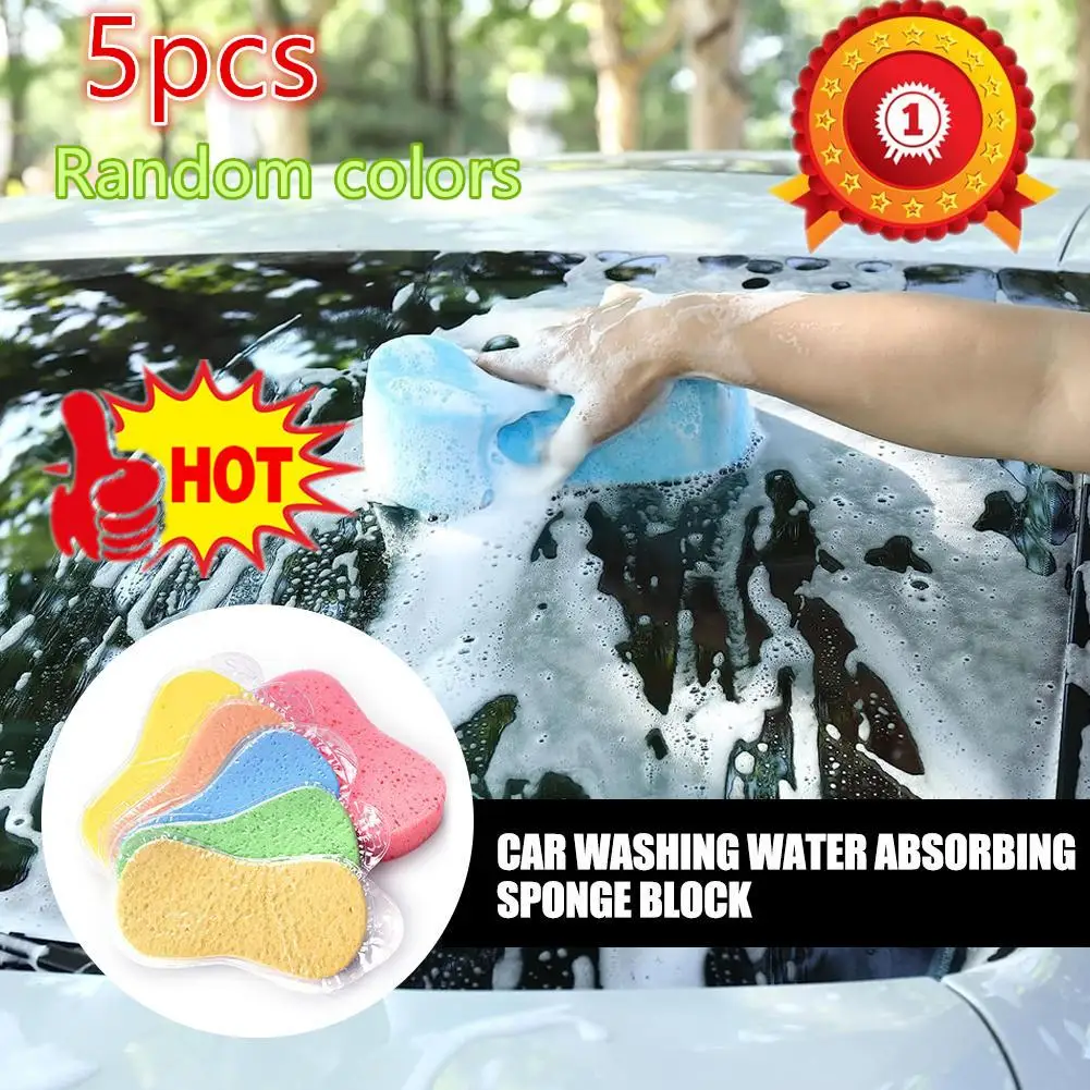 5x Car Wash Sponge Block Pad Remove Contaminants Before Polisher Wax For Car Care Wash Accessories Random Color Car CleaningTool