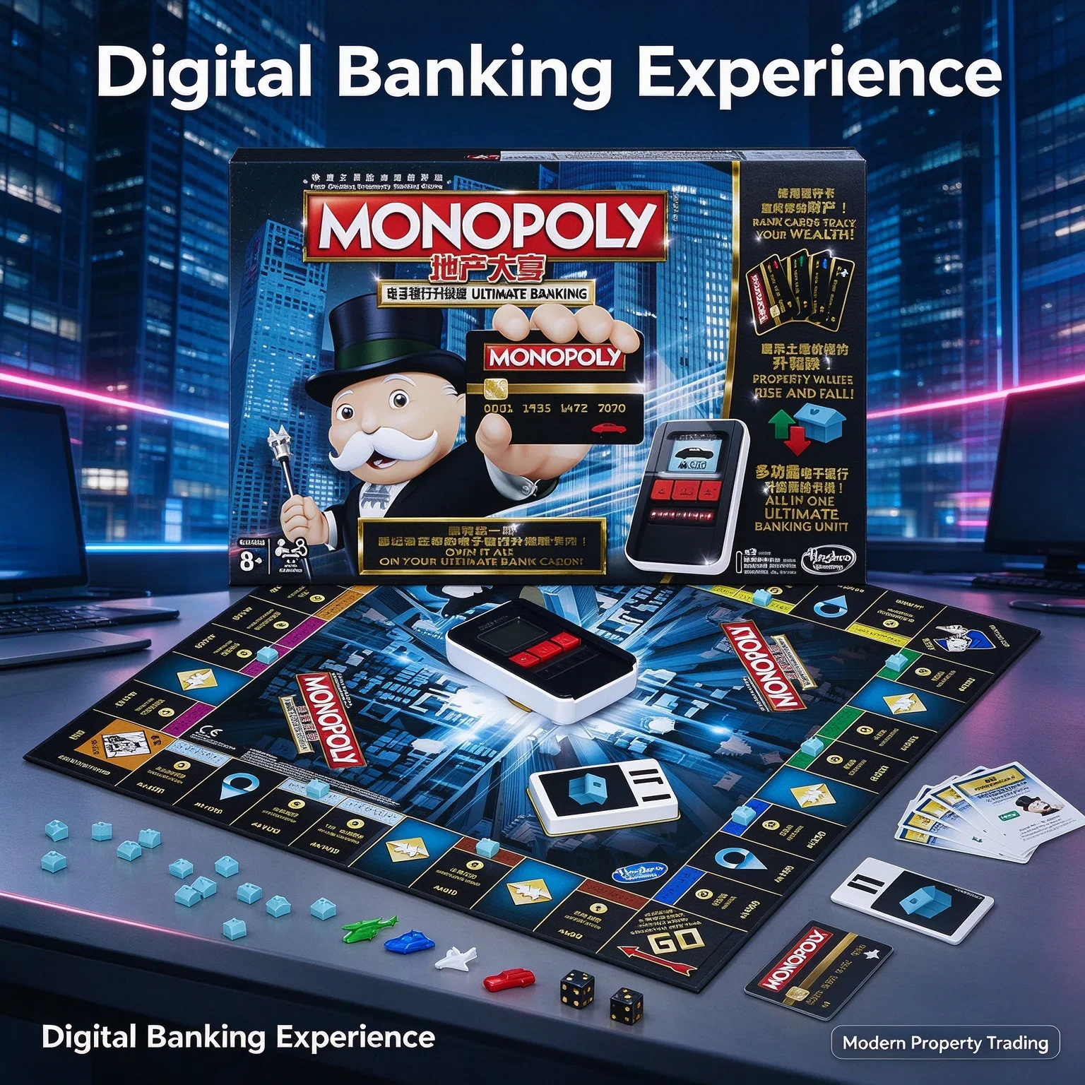 Hasbro Monopoly Ultimate Banking Board Game Property Trading Party Strategy Multiplayer Interactive Family Collectible Gift