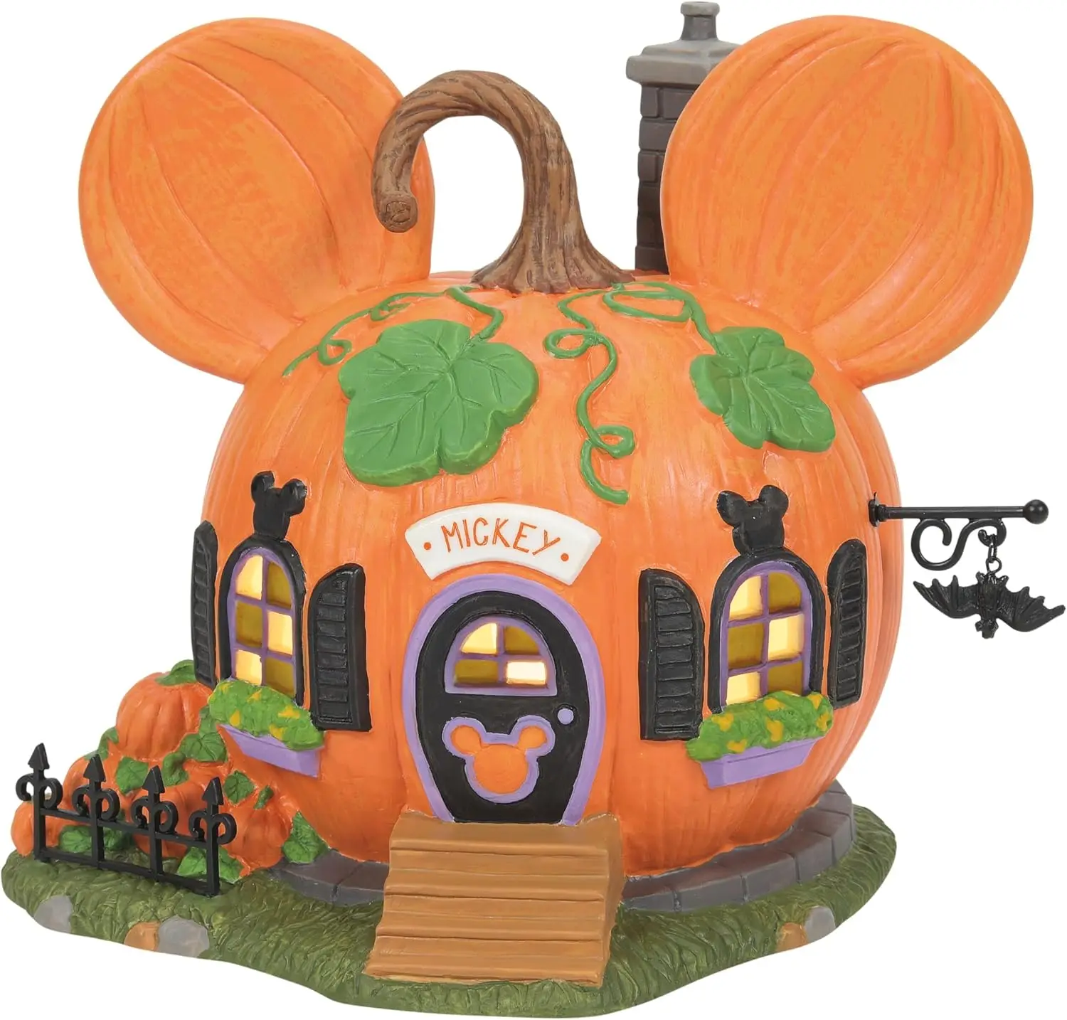 

Halloween Mickey Mouse Pumpkin House Lit Building, 5.83 Inch Multicolor Decor