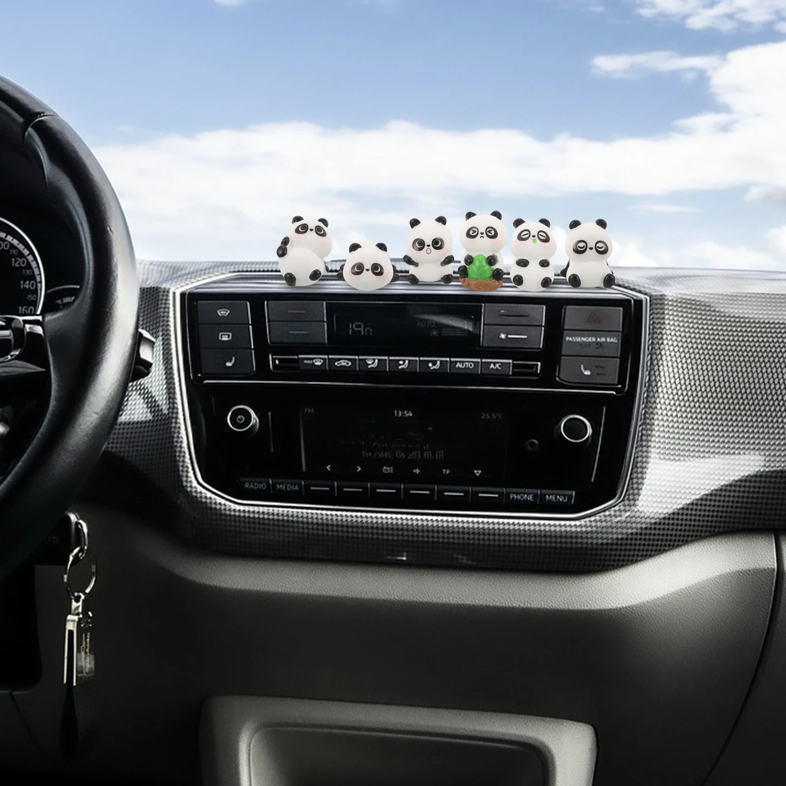 

6Pcs Panda Car Dashboard Ornament Cute Resin Decoration for Vehicle Interior Home Office Desk Decorative Accessory