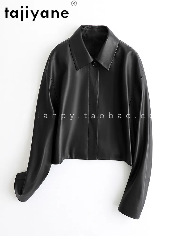 TAJIYANE Giacca in Vera Pelle di Pecora da Donna, Corta, Casual, Nuova Collezione Primavera 2026, Дубленка