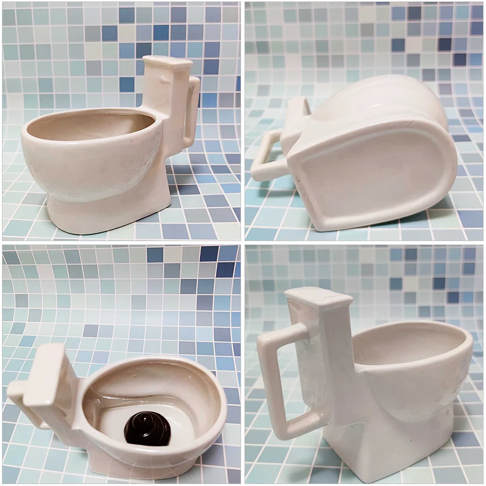 كوب سيراميك على شكل مرحاض، زجاجة مياه مبتكرة، كوب مبتكر، سهل التنظيف، مكتب منزلي، استخدم عنصر ديكور مضحك مناسب لـ