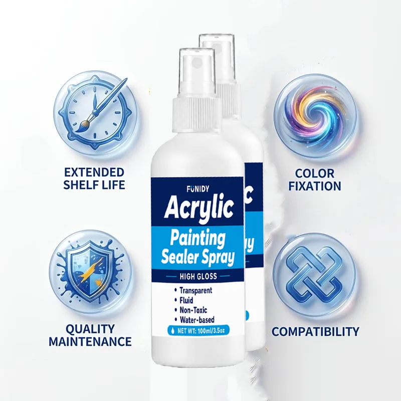 Acrylic Gloss Varnish for Paintings, Acrylic Sealer for Artists, High-Gloss Air-Dry Clay Glaze, Fast-Drying, Anti-Yellowing