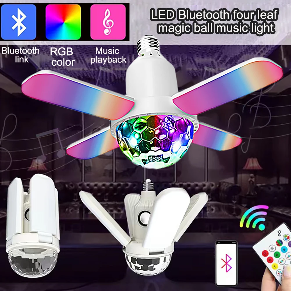 

Светодиодные лампы для диджея винтовой мини-диско волшебный шар музыкальная лампа беспроводной Bluetooth RGB цветная мини-лампа с четырьмя листами пульт дистанционного управления KTV Home