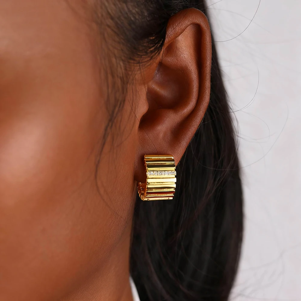 الكلاسيكية عالية تلميع معبد بلينغ تشيكوسلوفاكيا هوب Huggie أقراط للنساء الذهب اللون 2026 الاتجاه الجديد الفاخرة ثقب الأذن مجوهرات #6