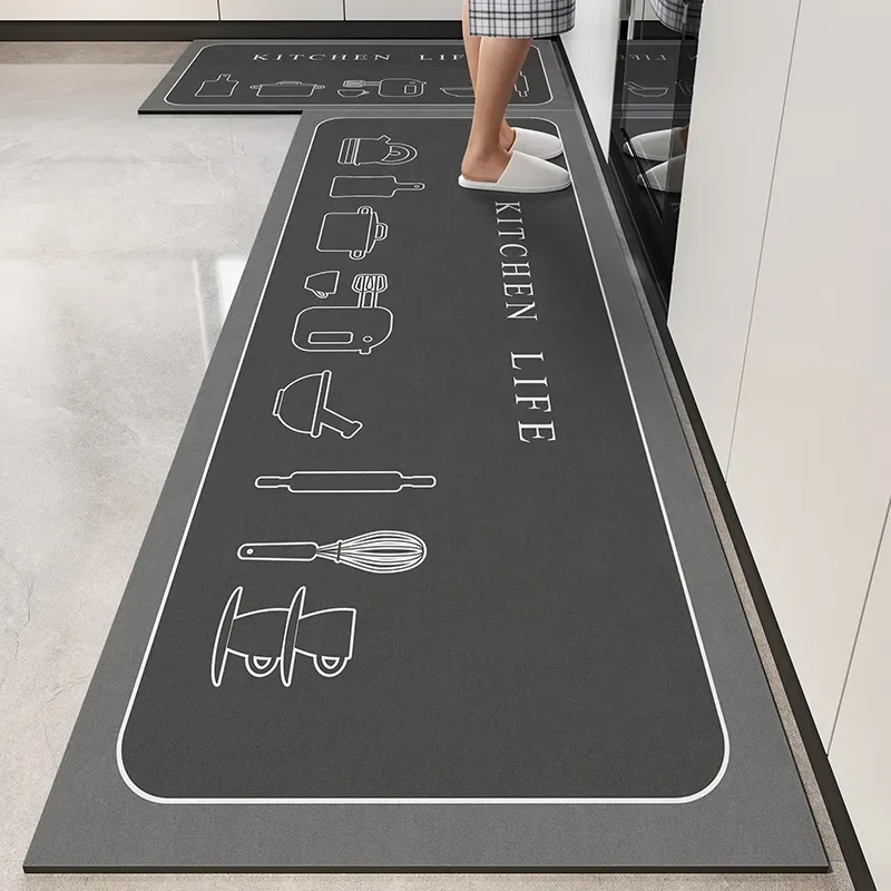 Mat for Kitchen Pvc Waterproof Carpet Anti-slip Home Decoration Area Rug Leather Entrance Doormat Alfombra De Cocina 주방 깔개