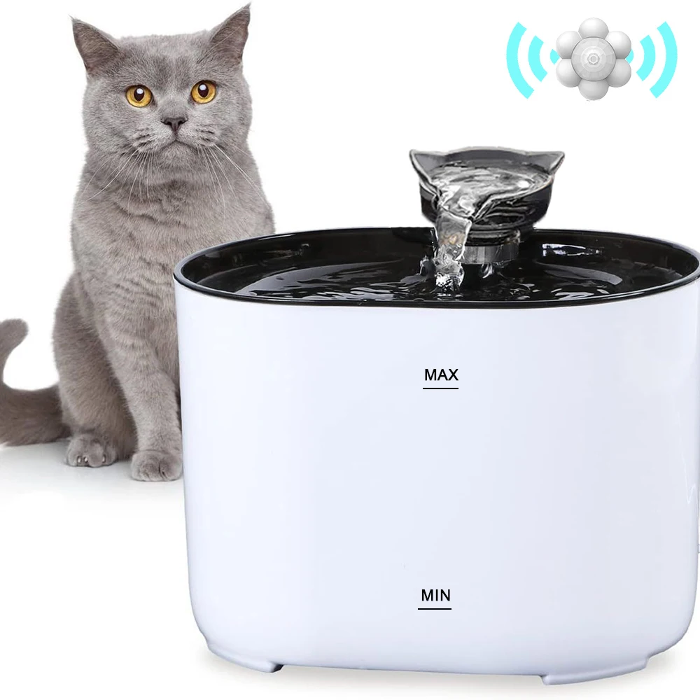 Auto Cat Water Fountain Pet Cat Drinking Fountain With Activated Carbon Filtration Cat Head Shape Faucet Cat Dog Water Dispenser