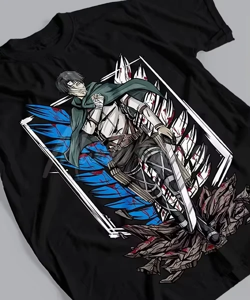 Anime Attack on Titan Capitán Levi Honor Batalla Final Printed T-shirt Men's Top Sports T-shirt 2026 New Relaxing Men's T-shirt