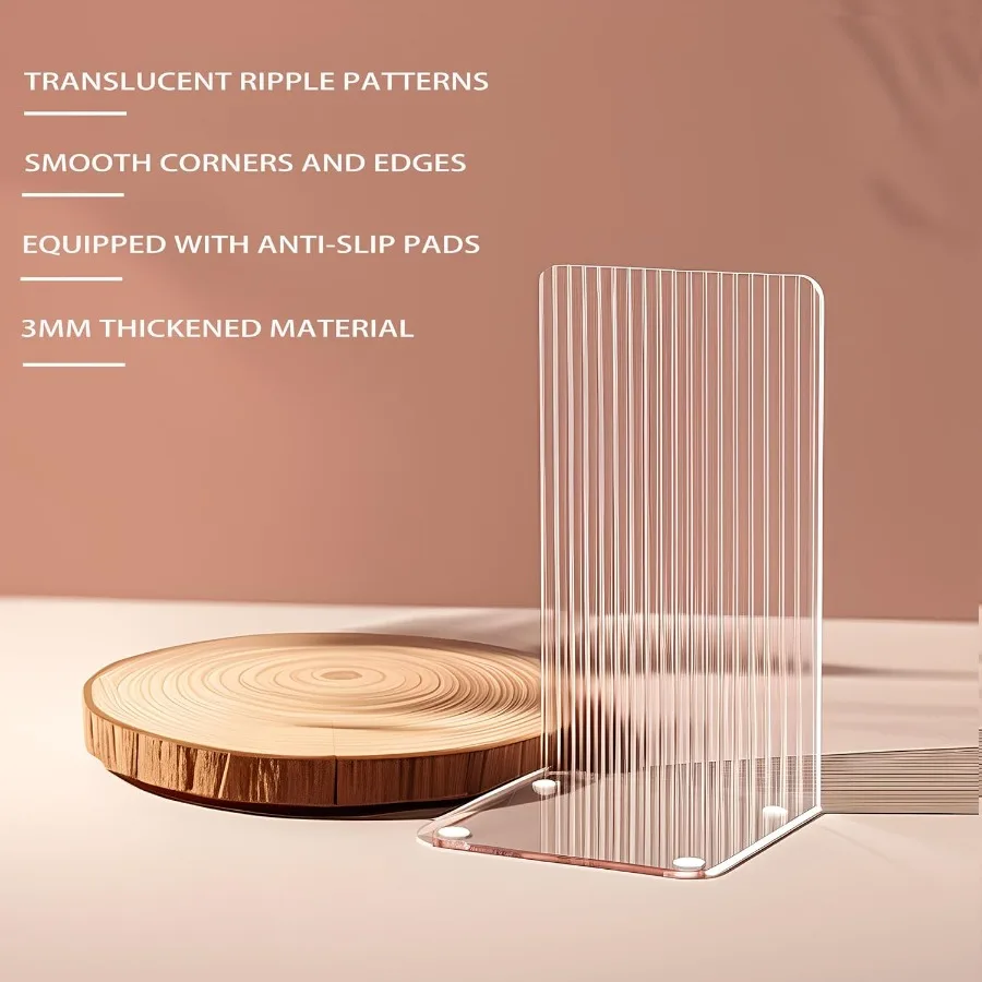 8 قطع من نهايات الكتب الأكريليكية بنمط ممزق فريد وواضح للكتب الثقيلة ومنظم الرف المثالي وحامل ديكور سطح المكتب #4